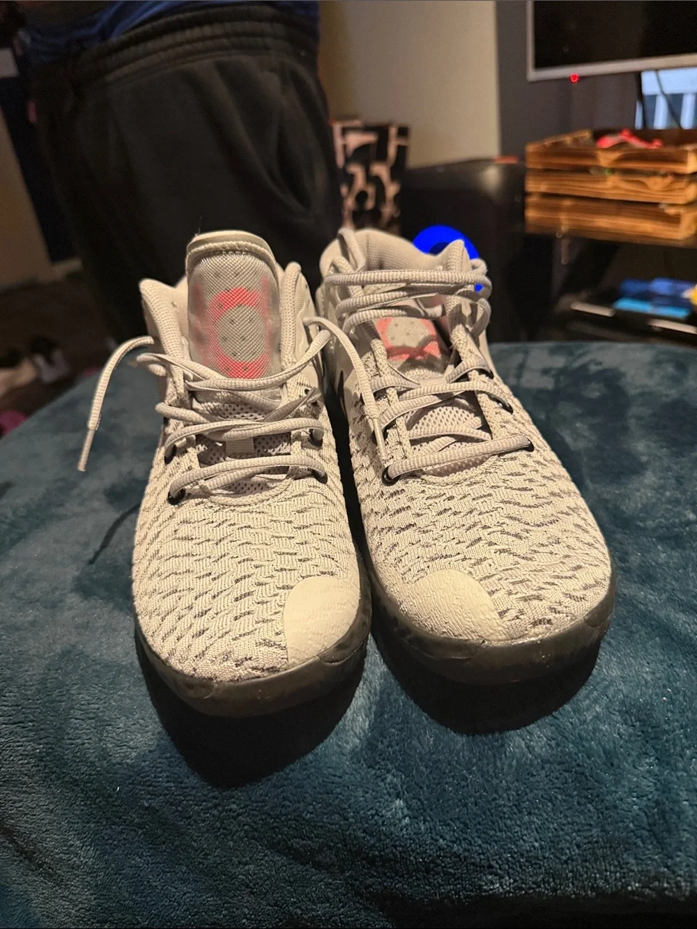 Nike Kids Gray and Pink KD Basketball Sneakers